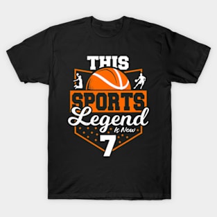 Kids This Sports Legend Is Now 7 Basketball Game 7Th Birthday T-Shirt